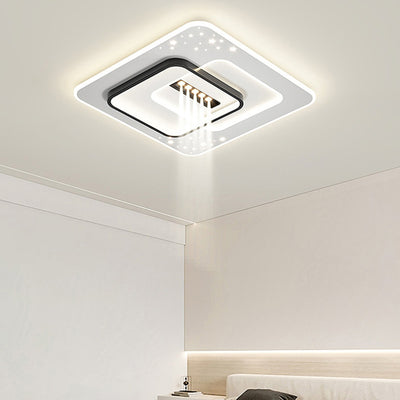 Modern Simplicity Three Round Square Rectangular Iron Acrylic LED Flush Mount Ceiling Light For Bedroom