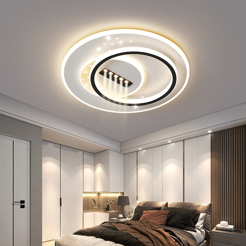 Modern Simplicity Three Round Square Rectangular Iron Acrylic LED Flush Mount Ceiling Light For Bedroom