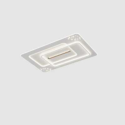 Modern Simplicity Three Round Square Rectangular Iron Acrylic LED Flush Mount Ceiling Light For Bedroom