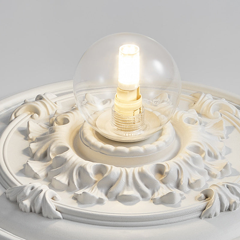 Traditional French Handmade Round Relief Resin Glass 1-Light Flush Mount Ceiling Light For Hallway