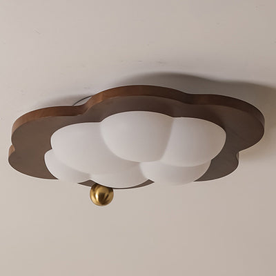 Contemporary Creative Cloud Star Heart Wood Iron Acrylic LED Flush Mount Ceiling Light For Living Room