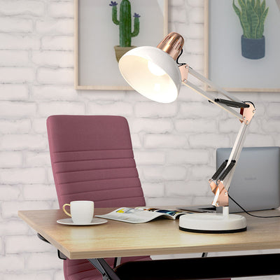 Moderne minimalistische faltbare drehbare Schüssel Kopf Eisen 1-Licht Tischlampe für Studie 