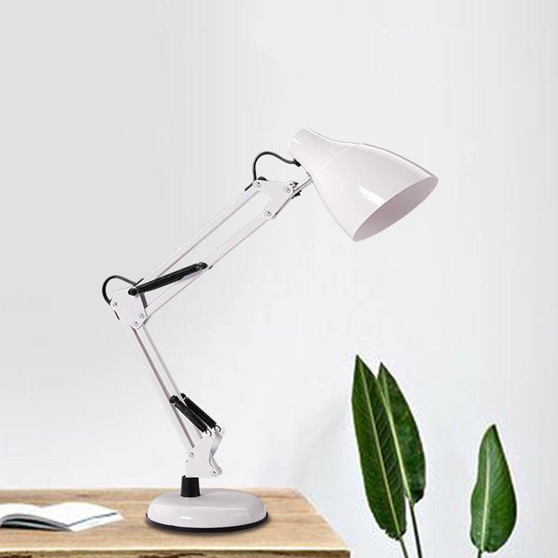 Modern Minimalist Foldable Bevel Round Base Iron 1-Light Table Lamp For Study