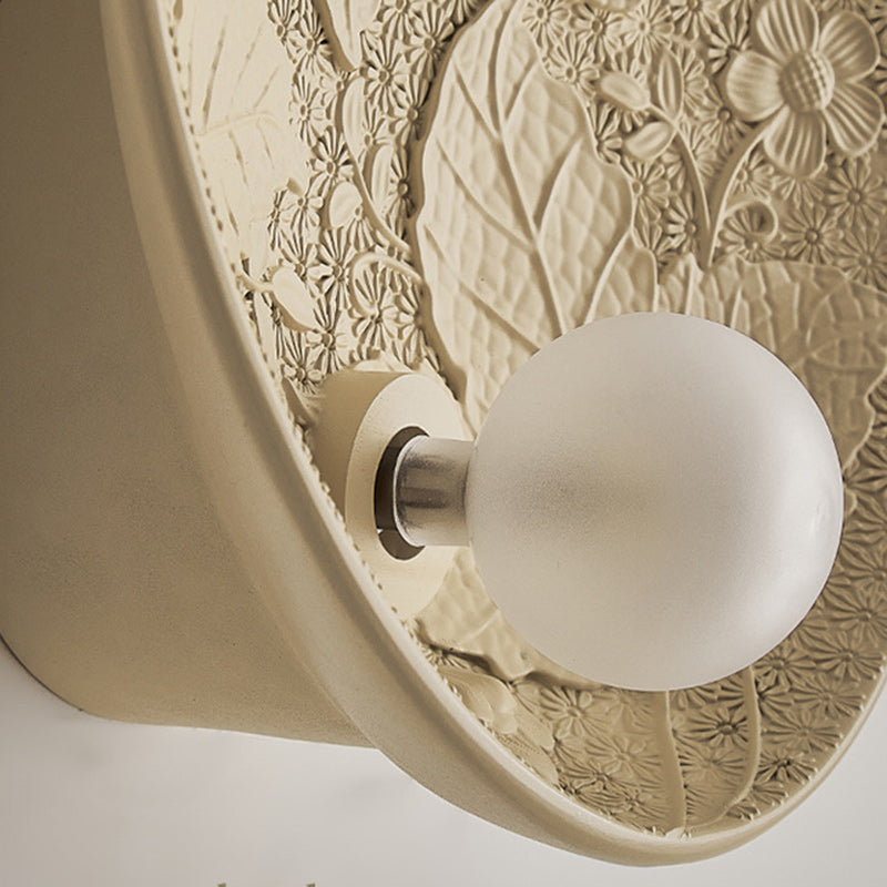 Traditional French Leaves Round Resin 1-Light Wall Sconce Lamp For Living Room