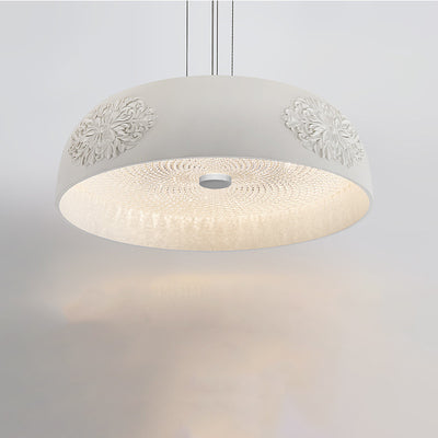 Traditional French Round Bowl Resin Acrylic LED Pendant Light For Living Room