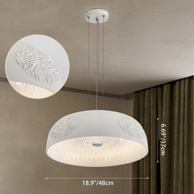 Traditional French Round Bowl Resin Acrylic LED Pendant Light For Living Room