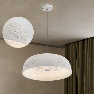 Traditional French Round Bowl Resin Acrylic LED Pendant Light For Living Room