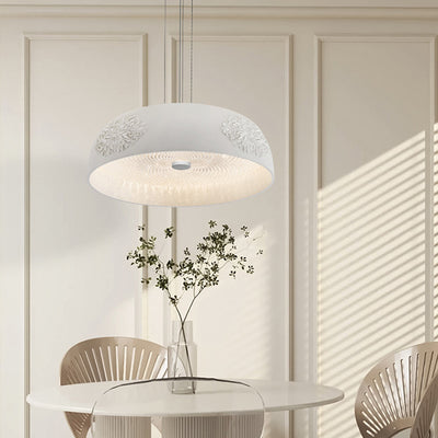 Traditional French Round Bowl Resin Acrylic LED Pendant Light For Living Room