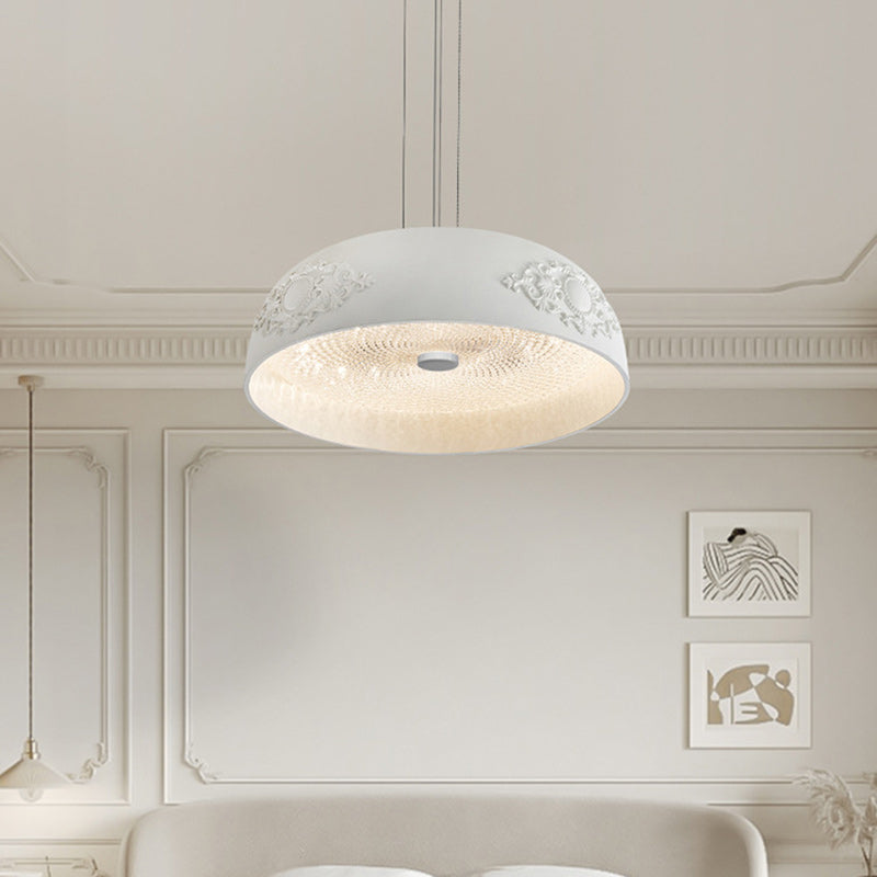 Traditional French Round Bowl Resin Acrylic LED Pendant Light For Living Room