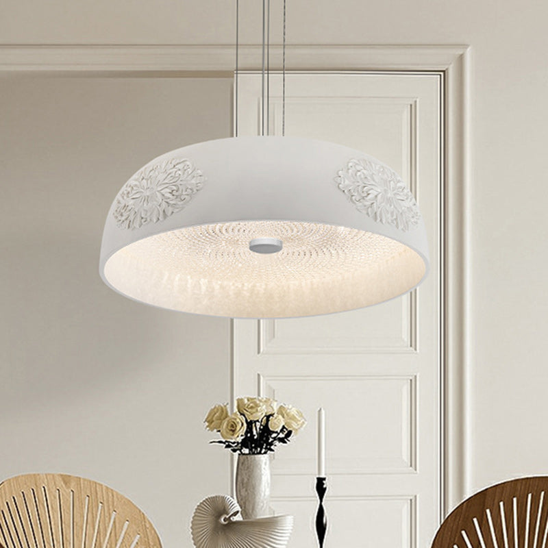 Traditional French Round Bowl Resin Acrylic LED Pendant Light For Living Room