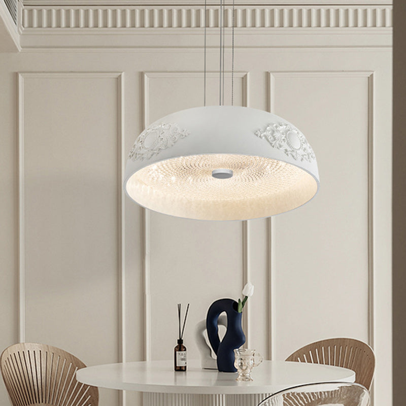 Traditional French Round Bowl Resin Acrylic LED Pendant Light For Living Room