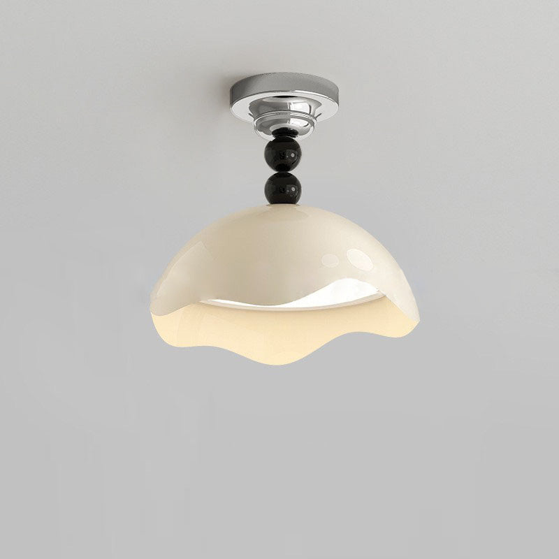 Contemporary Nordic Eggshell Aluminum Iron Acrylic LED Semi-Flush Mount Ceiling Light For Bedroom