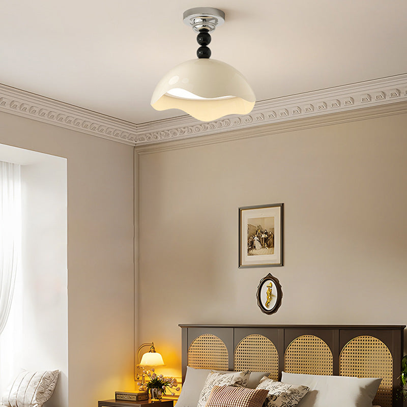 Contemporary Nordic Eggshell Aluminum Iron Acrylic LED Semi-Flush Mount Ceiling Light For Bedroom