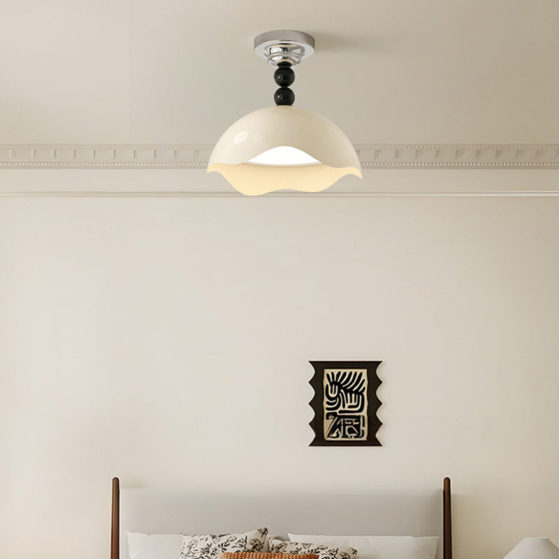 Contemporary Nordic Eggshell Aluminum Iron Acrylic LED Semi-Flush Mount Ceiling Light For Bedroom