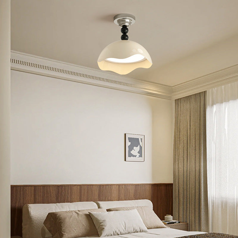 Contemporary Nordic Eggshell Aluminum Iron Acrylic LED Semi-Flush Mount Ceiling Light For Bedroom