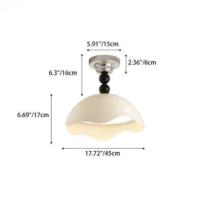 Contemporary Nordic Eggshell Aluminum Iron Acrylic LED Semi-Flush Mount Ceiling Light For Bedroom