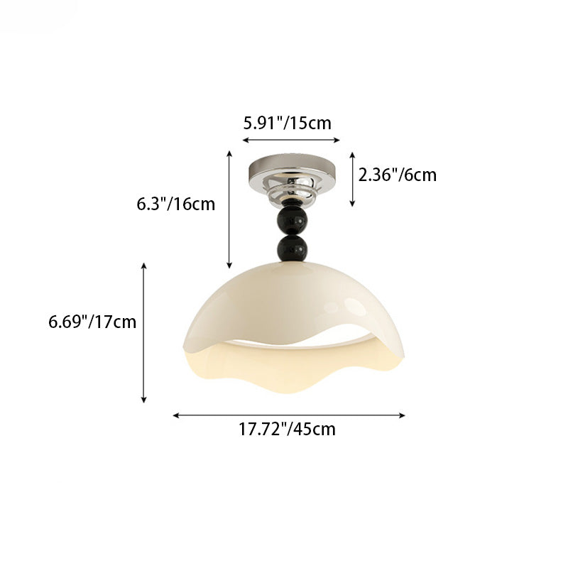 Contemporary Nordic Eggshell Aluminum Iron Acrylic LED Semi-Flush Mount Ceiling Light For Bedroom