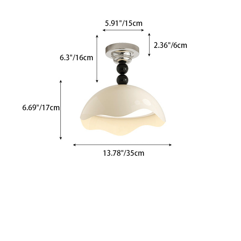 Contemporary Nordic Eggshell Aluminum Iron Acrylic LED Semi-Flush Mount Ceiling Light For Bedroom