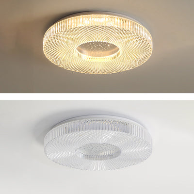 Modern Minimalist Round Diamond Ring Iron Acrylic LED Flush Mount Ceiling Light For Living Room