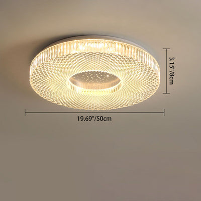 Modern Minimalist Round Diamond Ring Iron Acrylic LED Flush Mount Ceiling Light For Living Room