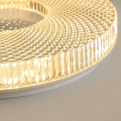 Modern Minimalist Round Diamond Ring Iron Acrylic LED Flush Mount Ceiling Light For Living Room