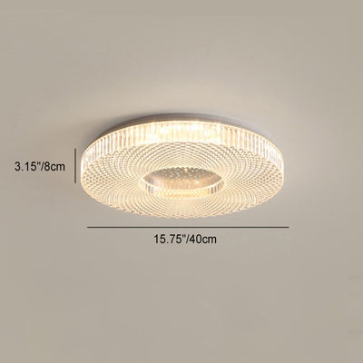 Modern Minimalist Round Diamond Ring Iron Acrylic LED Flush Mount Ceiling Light For Living Room