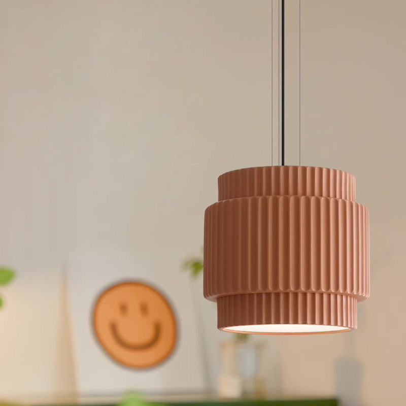 Contemporary Nordic Painted Ribbed Resin 1/3-Light Pendant Light For Living Room