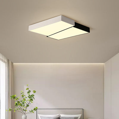 Modern Minimalist Square Round Geometric Crack Acrylic LED Flush Mount Ceiling Light For Bedroom