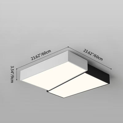 Modern Minimalist Square Round Geometric Crack Acrylic LED Flush Mount Ceiling Light For Bedroom