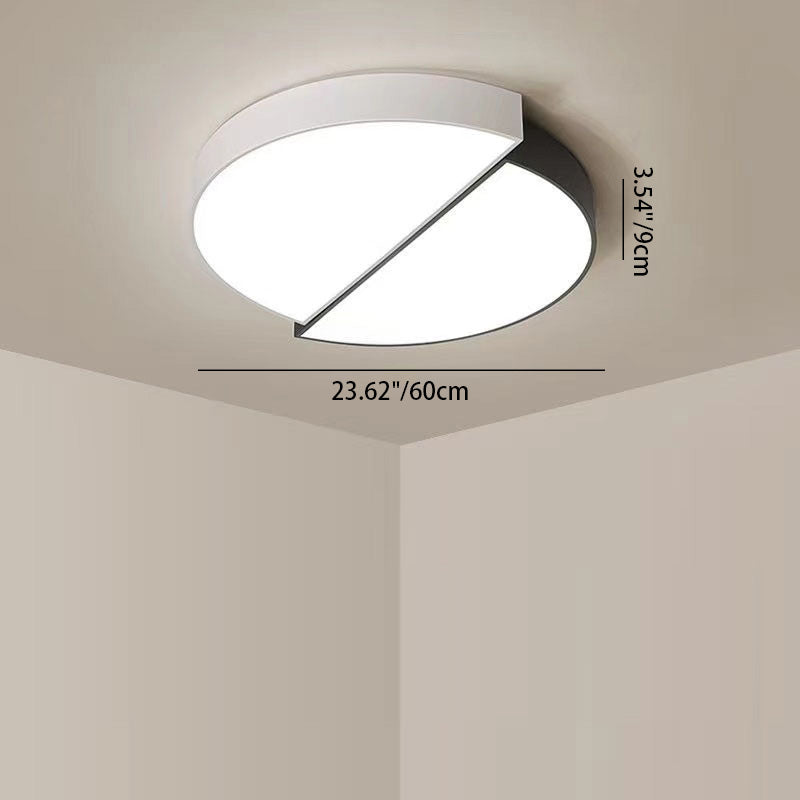 Modern Minimalist Square Round Geometric Crack Acrylic LED Flush Mount Ceiling Light For Bedroom