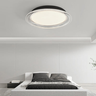 Modern Minimalist Round Water Pattern Aluminum Acrylic LED Flush Mount Ceiling Light For Bedroom