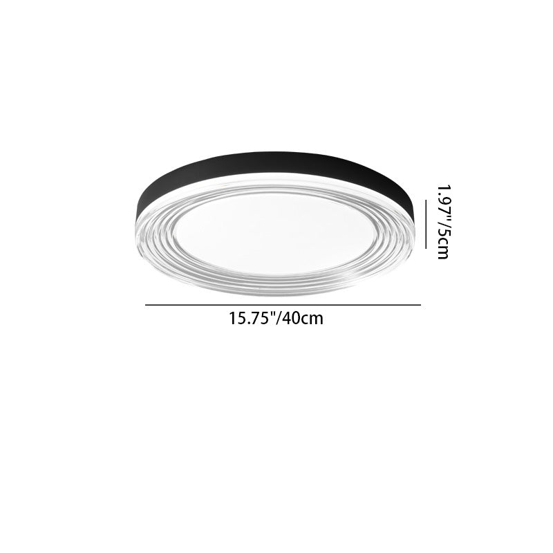 Modern Minimalist Round Water Pattern Aluminum Acrylic LED Flush Mount Ceiling Light For Bedroom