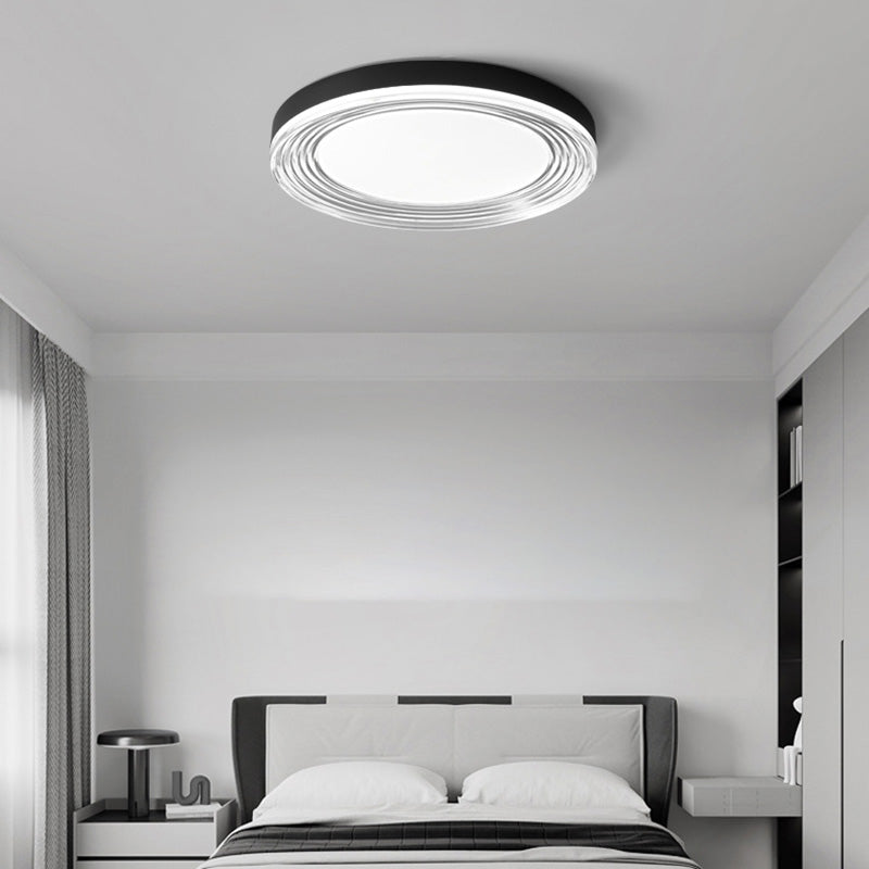 Modern Minimalist Round Water Pattern Aluminum Acrylic LED Flush Mount Ceiling Light For Bedroom