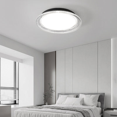 Modern Minimalist Round Water Pattern Aluminum Acrylic LED Flush Mount Ceiling Light For Bedroom