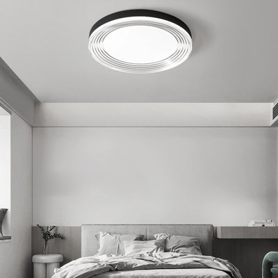 Modern Minimalist Round Water Pattern Aluminum Acrylic LED Flush Mount Ceiling Light For Bedroom