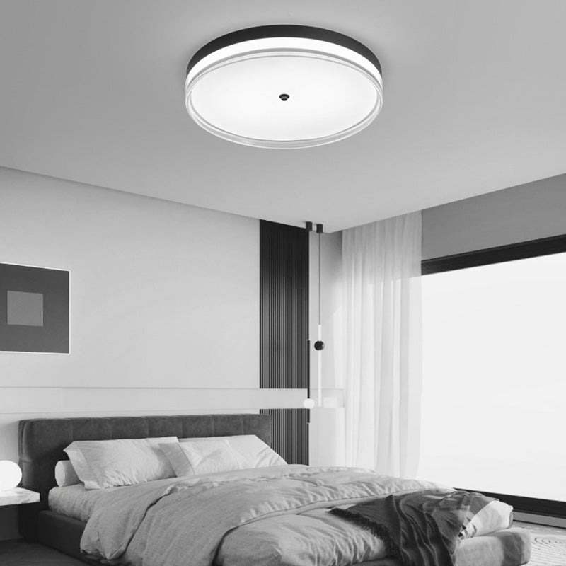 Modern Minimalist Round Aluminum Acrylic LED Flush Mount Ceiling Light For Living Room