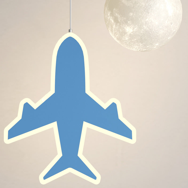 Zeitgenössische kreative Cartoon Acryl Flugzeug Wolke Mond Schatten LED Kinder Kronleuchter für Schlafzimmer 