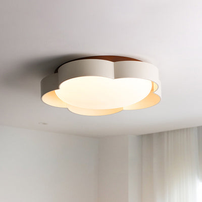 Zeitgenössische nordische Eisen PE Blume LED Semi-Flush Mount Deckenleuchte für Schlafzimmer 