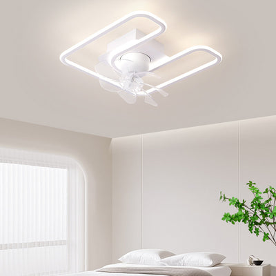 Zeitgenössische kreative Eisen Silikon ABS Runde Quadrat LED Semi-Flush Mount Deckenventilator Licht Wohnzimmer