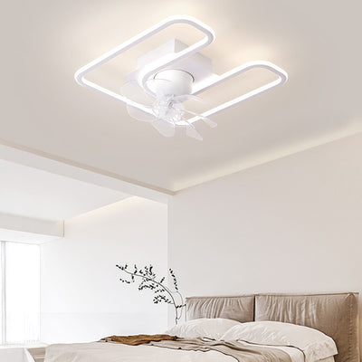 Zeitgenössische kreative Eisen Silikon ABS Runde Quadrat LED Semi-Flush Mount Deckenventilator Licht Wohnzimmer