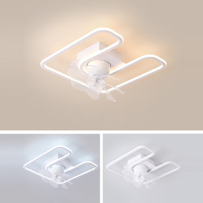 Zeitgenössische kreative Eisen Silikon ABS Runde Quadrat LED Semi-Flush Mount Deckenventilator Licht Wohnzimmer