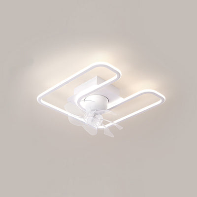 Zeitgenössische kreative Eisen Silikon ABS Runde Quadrat LED Semi-Flush Mount Deckenventilator Licht Wohnzimmer