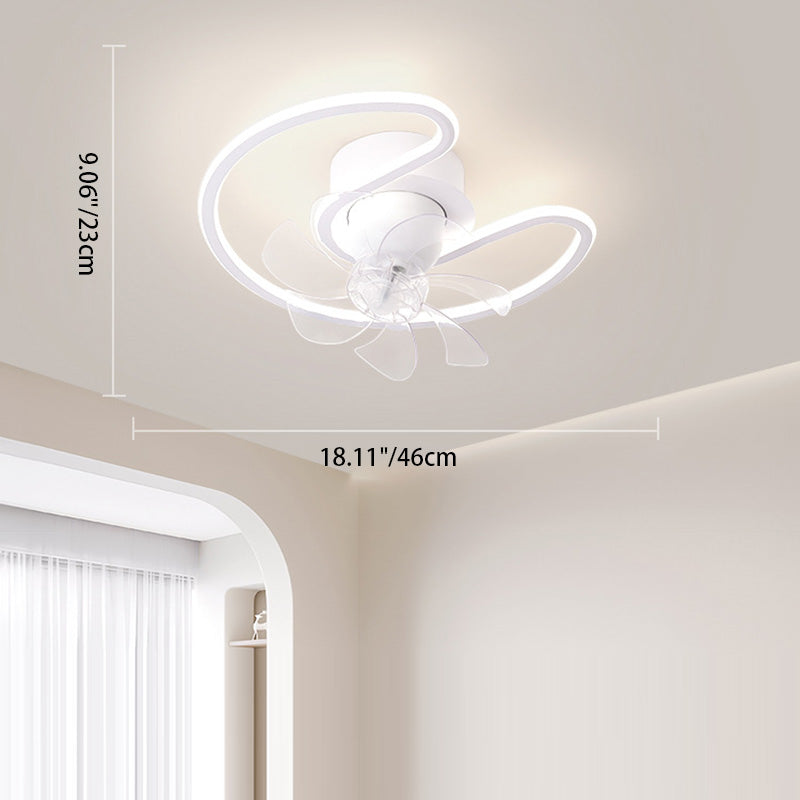 Zeitgenössische kreative Eisen Silikon ABS Runde Quadrat LED Semi-Flush Mount Deckenventilator Licht Wohnzimmer