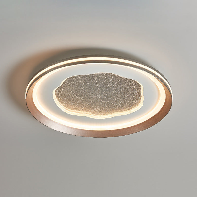 Modern Minimalist Round Lotus Leaf Iron Aluminum Acrylic LED Flush Mount Ceiling Light For Living Room