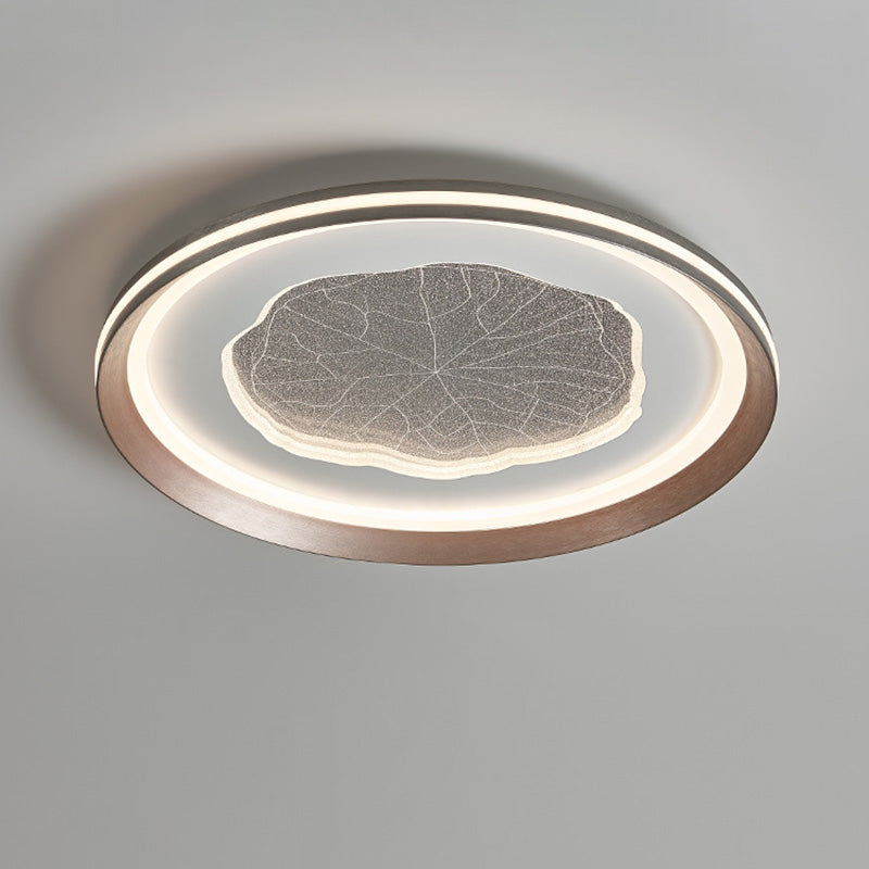 Modern Minimalist Round Lotus Leaf Iron Aluminum Acrylic LED Flush Mount Ceiling Light For Living Room