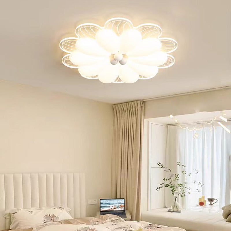 Contemporary Creative Flower Iron PE LED Flush Mount Ceiling Light For Bedroom