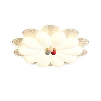 Contemporary Creative Flower Iron PE LED Flush Mount Ceiling Light For Bedroom