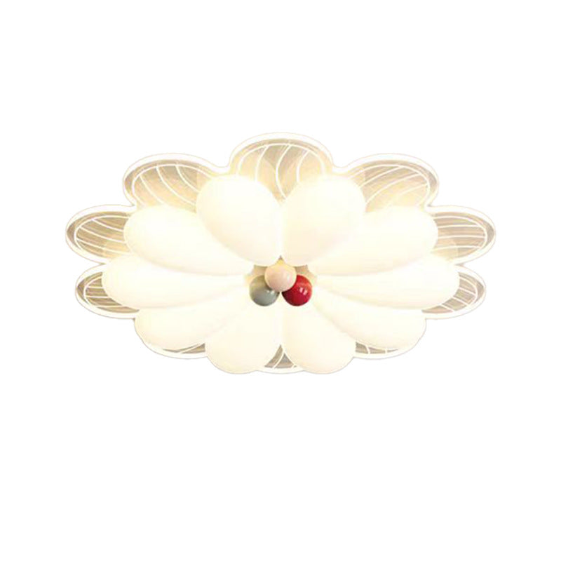 Contemporary Creative Flower Iron PE LED Flush Mount Ceiling Light For Bedroom