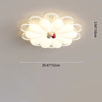 Contemporary Creative Flower Iron PE LED Flush Mount Ceiling Light For Bedroom