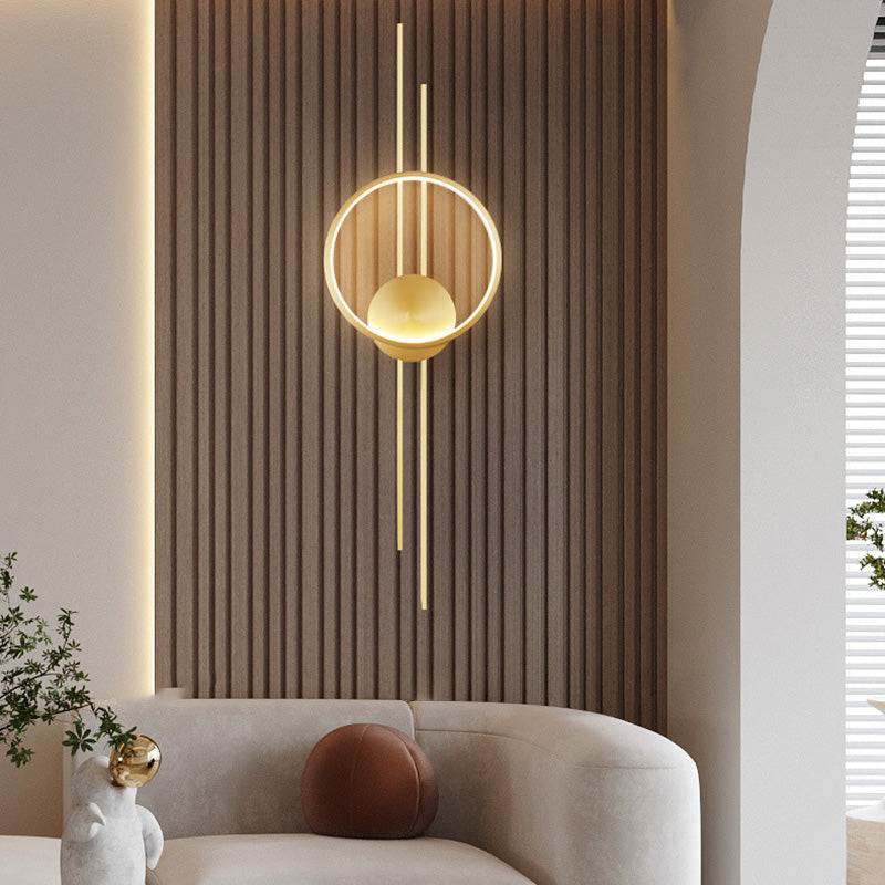 Moderne minimalistische runde Linie Silikon Kupfer einstellbare Höhe LED Wandleuchte Lampe für Schlafzimmer 